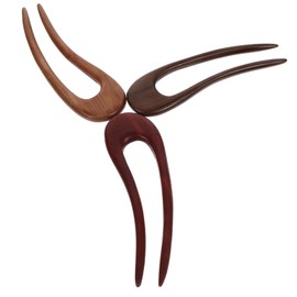 OHPHCALL 3pcs Vintage Wooden Hair Pins u Shaped for Women Green Ebony Hairpins for Women