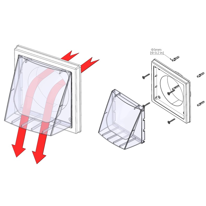 White Wall Vent Hood with Gravity Flap | Durable ASA