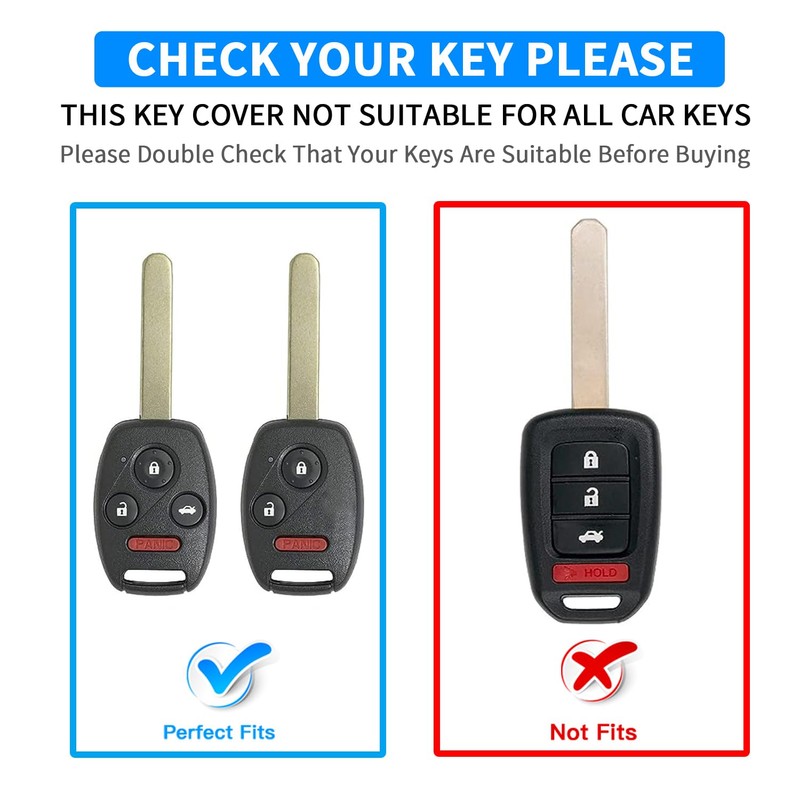 QBUC for Honda Key Fob Cover with Leather Keychain,Soft TPU
