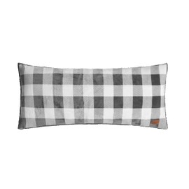 Dearfoams Grey and White Check Plaid Full Body Pillow,Royal Plush with Sherpa Reverse Fabric,48"x20" Long Pillow