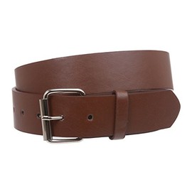 1 1/2" (38mm) Snap On Plain Leather Jean Belt With Roller Buckle, Brown | xxl (41-43" waist)