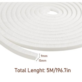 Bürstendichtung Selbstklebend, 5M(L) X 9mm(B) X 15mm(D) Bürstendichtungen für Türen und Fenster, Bürsten-Wetterschutzband, Zugluftabweiser Bürstendichtung Weiß
