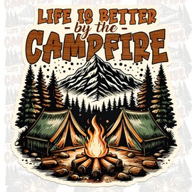 Life is Better by The Campfire Sticker Summer Waterproof Vinyl Decal for Water Bottles Tumbler Laptop Hard Hat Car Kindle Gifts for Girl Boy