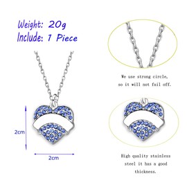 4Pcs Family Jewelry Set Pendant Necklace Big Middle Little Baby Sister Charm Crystal Women Necklace (Blue)