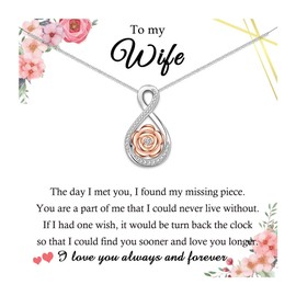 Shuxin Gifts for Wife from Husband, Infinity Pendant Wife Necklace for Women, Romantic Jewellery Presents Christmas Birthday Anniversary Valentines Gifts for Her