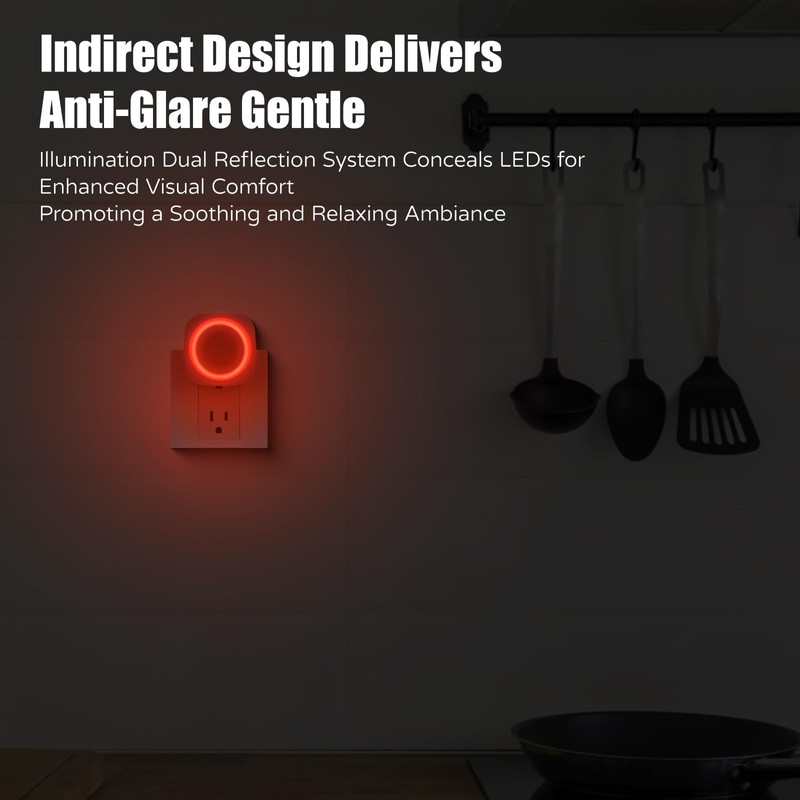 Fusunloh Red Night Lights Plug in to Wall,4 Packs Dimmable