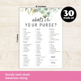 kdxpbpz Bridal Shower Game Cards, What's in Your Purse Game, Wedding Party Games, Jungle Engagement Party Cards, Bridal Shower Decorations - Set of 30