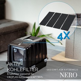 CROPLAS Pack of 4 Cat Litter Tray Activated Carbon Filter, Filter for Cat Litter Tray with Lid