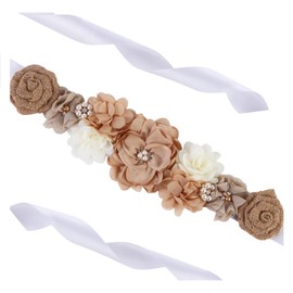 Diartpaint Flowers Baby Shower Sash Belt for Pregnant Women, Floral Belly Belt for Baby Shower Gender Reveal Party Favors, Maternity Belt for Pregnancy Photoshoot Accessory Keepsake Supplies