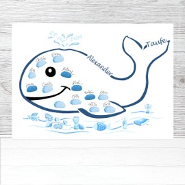 Taufe Wal, Fingerabdruck Wal Taufe personalisiert, Poster, Wal Taufgeschenk, Taufe Wal Deko, Gästebuch Alternative