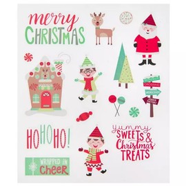 Generic Christmas Words Phrases Stickers - Merry Christmas, December 25th, Happy Holidays, Peace Sentiments for Crafts & Scrapbooks - 30 Pieces, Red, Green, 493353