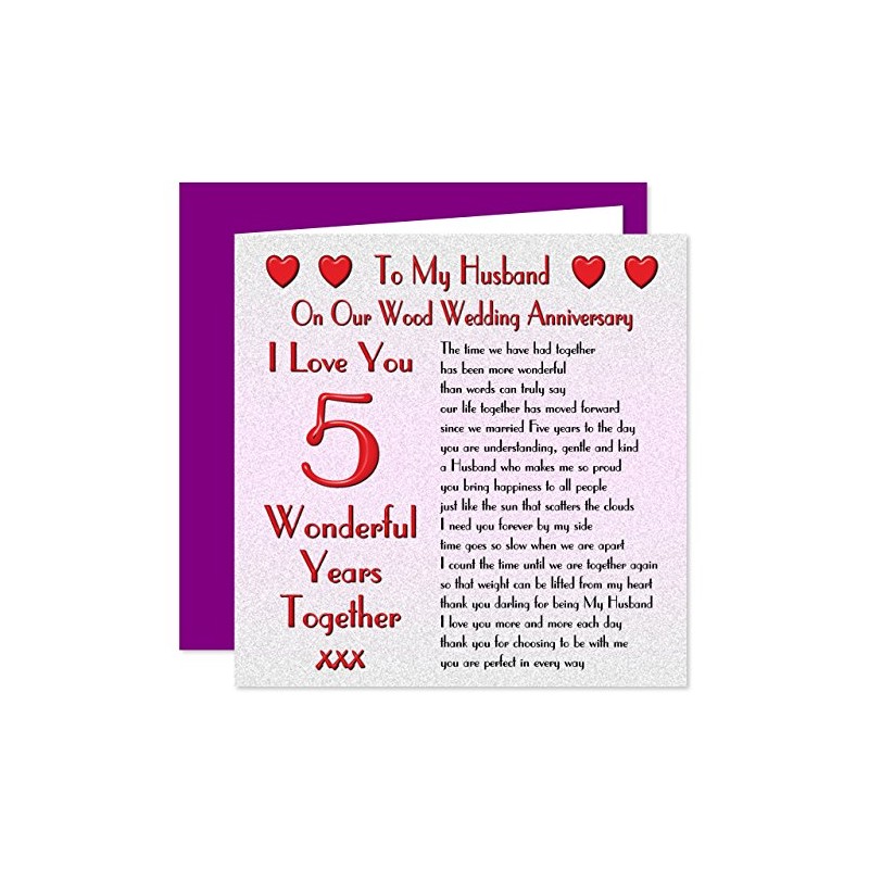 My Husband 5th Wedding Anniversary Card - On Our Wood