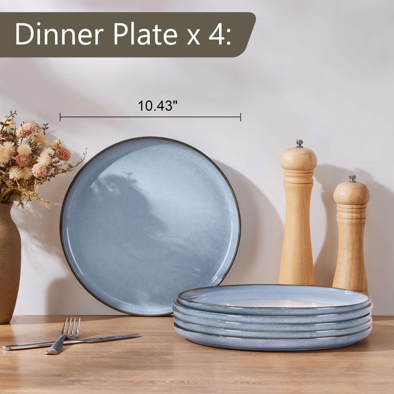 Herogo 6-Piece Stoneware Dinner Plates Set, 10.43" Ceramic Round Plate