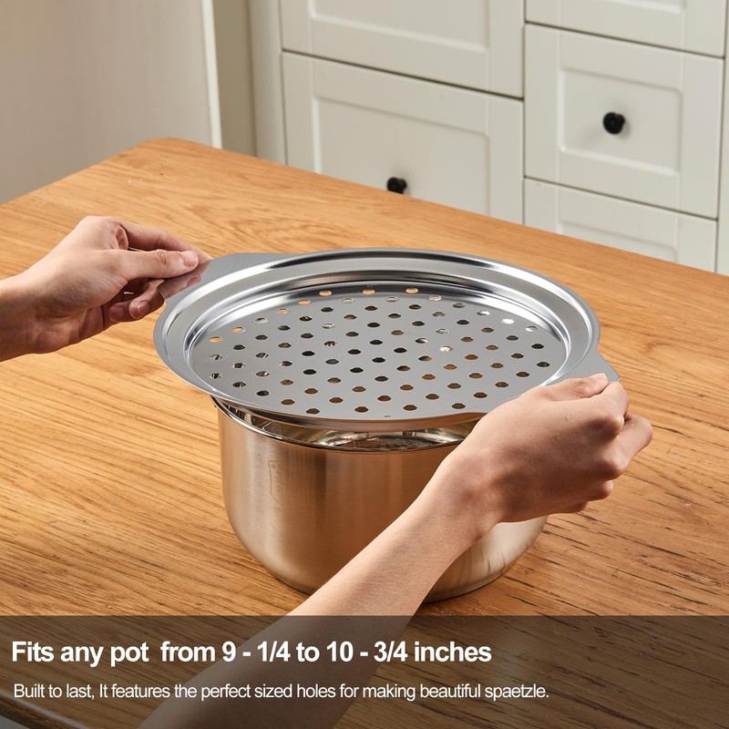 Premium Stainless Steel Spaetzle Maker Lid with Scraper, Traditional German