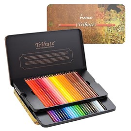MARCO Adult Colouring Pencils for Colouring Thick Oil Chalk Leads 48 Colours Colours Up to 10 Layers Overlappable Professional Quality Packed in Iron Box - 3300 Oil Chalk Leads 48 Colours