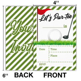 RNYJJ Golf Birthday Invitations With Envelopes (20 Count), Let's Par-tee Golf Birthday Party Fill in Invites Cards, Double Sided Design