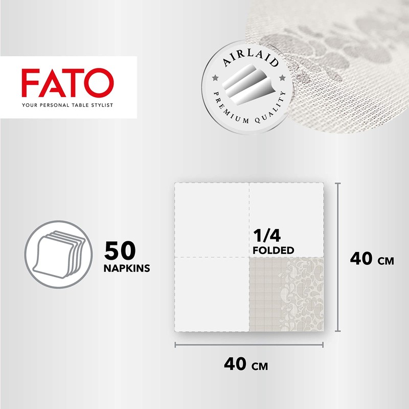 Fato - Trockene Papierservietten, Airlaid, Textileffekt, Packung mit 50 Servietten,