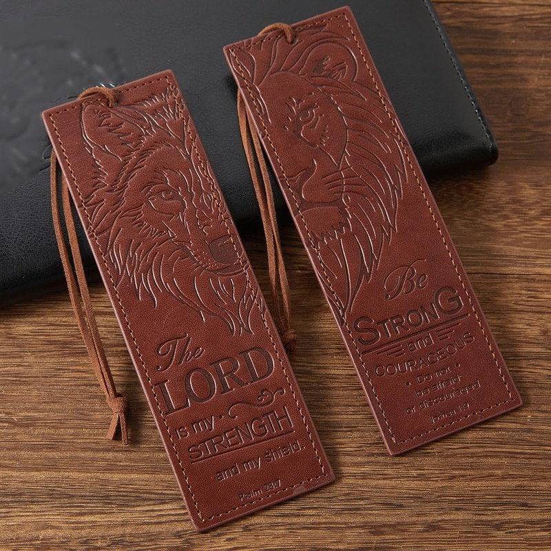 2 Pcs Wolf Lion Leather Bible Bookmark, Christian Bookmarks Gifts