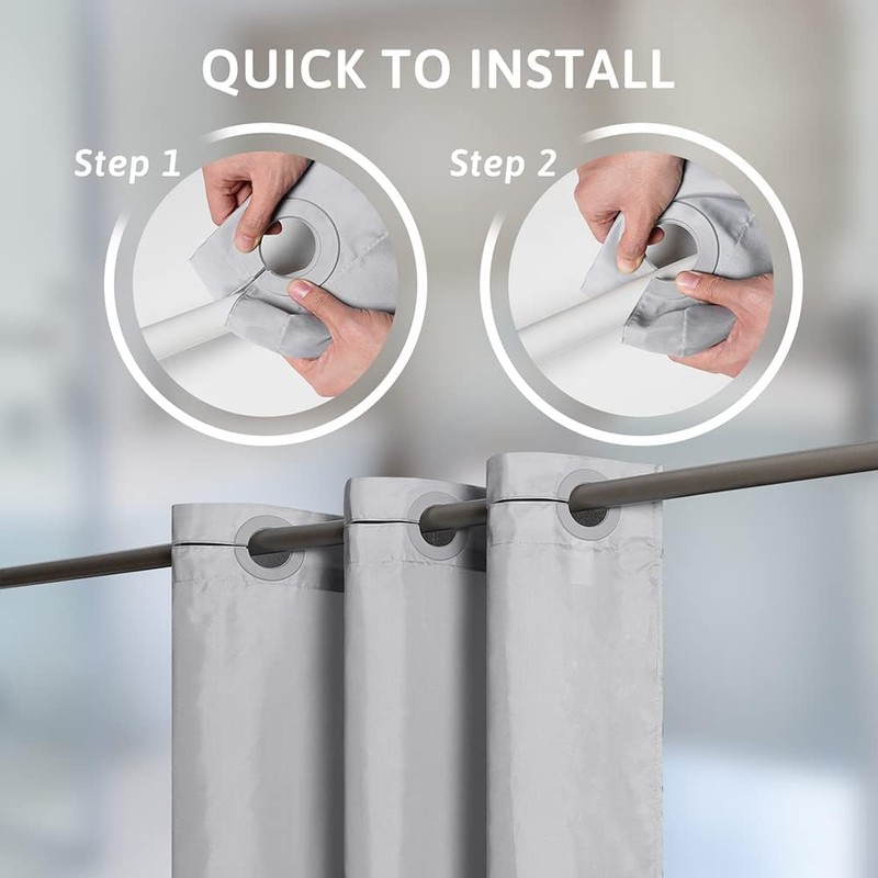 No Hook Extra Wide Shower Curtain,Polyester Fabric Shower Curtain Liner