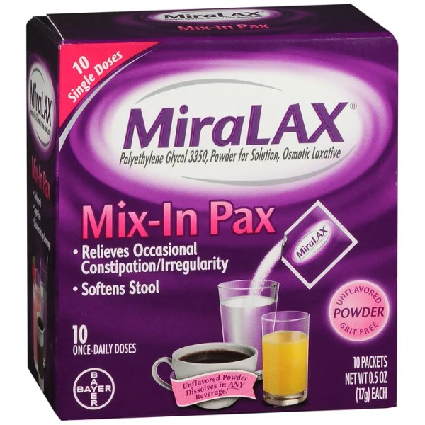 ON CONTAINER MIRALAX SINGLE DOSE PACKET POWDER 10CT