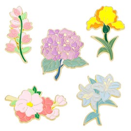 Violet Lily Flowers Brooch Colorful Plant Enamel Pin Cartoon Plant Enamel Pins Gift for Women Girls Colorful Flowers Brooch Badge Pins for Dress Corsage Jackets Backpacks