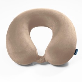 Brookstone Memory Foam Travel Neck Pillow for Vacations, Airplanes, Trains, Buses, and Cars, Size One Size, Soft Pink
