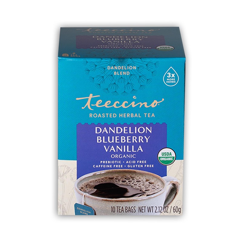 Teeccino Dandelion Blueberry Vanilla Herbal Tea, 10 Count - Rich