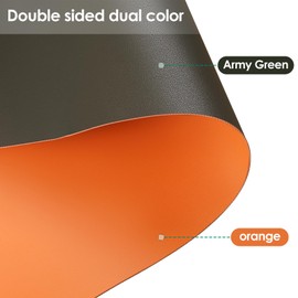 Zinkooat Leather Table Cover,1.8mm Thick,35.4x70.9 Inch Table Protector,Table Protector for Dining Room Table,Dining Table Cover,Table Pads for Dining Room Table(Army Green+Orange,35.4x70.9)