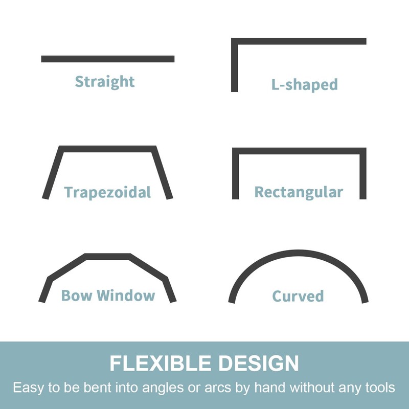 KXLife Black Flexible Ceiling Mount Curtain Track (20 ft), Hospital