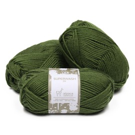 100% Pure Wool Yarn Superwash Set of 3 Skeins (150 Grams) DK Weight - Sourced Directly from Peru - Heavenly Soft and Perfect for Knitting and Crocheting (Leaf Green)