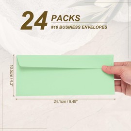 PATIKIL 24 Pack Light Green #10 Business Envelopes, Colored Self Seal Letter Size Envelopes for Business Mailing Office Checks Invitation, 24.1 x 10.5 cm