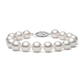 7.5-8mm AAAA Quality White Freshwater Cultured Pearl Bracelet for Women with Sterling Silver Clasp, 7" - PremiumPearl