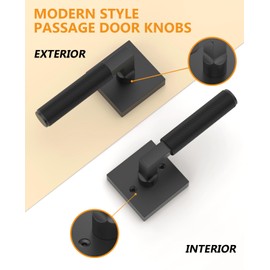 Asidrama 6 Pack Black Passage Door Handles, Door Lever with Door Knobs Indoor for Bedroom or Bathroom, Heavy Duty Door Handles Interior with Locks for Left Right Sided Doors