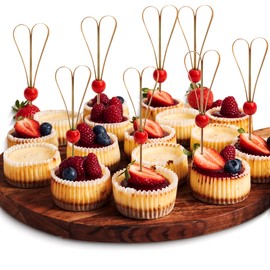 Canape King 100pcs Bamboo Cocktail Sticks - Eco-Friendly Heart Shaped 12cm Toothpick for Appetizers - Fancy Mini Food Tooth Picks for Charcuterie Dessert BBQ Sandwich Party Supplies Skewers