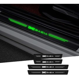 Ndier Pack of 4 MINGCHUO with Luminous Effect Car Carbon Fibre Door Sill for Dacia Spring Lodgy Dokker Duster Logan Sandero Stepway Non-Slip Anti-Scratch Trim Scuff (Night Light1)