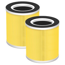 B-D02L Pet Allergy Replacement Filter for MOOKA & KOIOS B-D02L Air Purifi-er, for VEWIOR B-D02U Air Purifi-er,3-in-1 H13 True HEPA with Activated Carbon Filter,2 Pack,Yellow