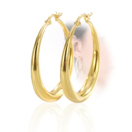 Snowtain Gold Hoop Earrings, Hypoallergenic Large Hoop Earrings, Wide Hoop Earrings with 925 Sterling Silver Posts, Large Hoop Earrings for Women (40 mm), Copper