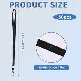 Lanyards, 50 Pack Neck Strap Lanyard with Swivel Hooks, Lanyards Bulk for ID Badges, Name Tags, Black