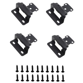 KKUANG 4PCS Cover Position Spring Self Closing Hinge 1/2 inch Semi Concealed with Screws Covered Cabinet Hinges for Kitchen Bathroom Cabinet Doors Black