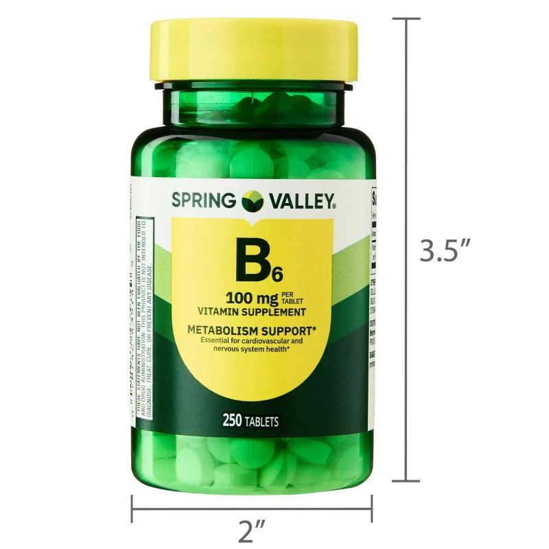 Spring Valley Vitamin B6 Supplement, 100 mg, 250 Count
