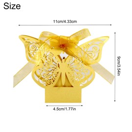 Small Wedding Gift Box, Pack of 50 Wedding Candy Box, Wedding Gift Box with Bow, Wedding Candy Box, for Wedding, Birthday Party (Gold)