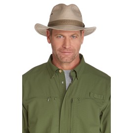 Coolibar UPF 50+ Men's Holden Packable Travel Fedora - Sun Protective (XX-Large- Khaki)