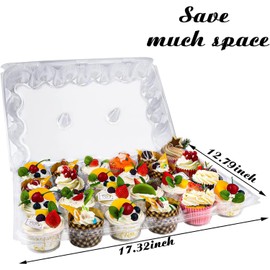 TWOWYHI 24 Counts x 10 Sets Cupcake Containers Cupcake Boxes Plastic Cupcakes Carrier Holders for Clear Plastic Disposable Cupcakes Container with Detachable Tall Lid
