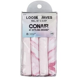 Conair Loose Waves Satin Tube Rollers, Roll, Set & Sleep, Heatless Curls Overnight, 8 Roller