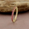 GOURIK 18K Yellow Gold Plated Stackable Created Ruby Ring For