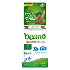 beano To Go Gas Prevention, Food Enzyme Dietary Supplement, Help Digest Gas-Causing Foods, 12 Tablets