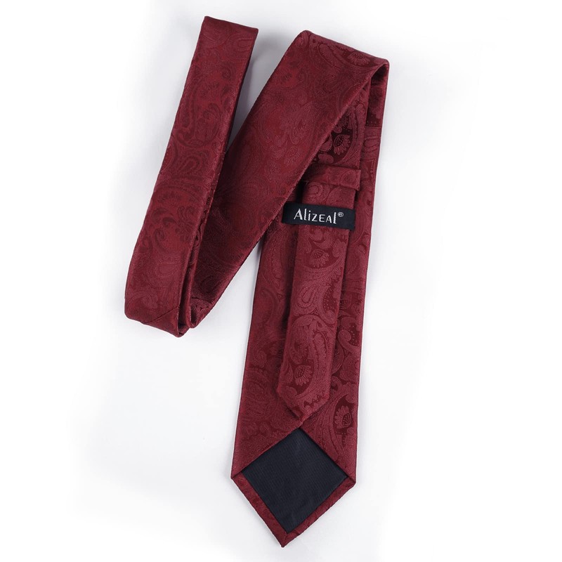 Alizeal Men's Classic Paisley Tie with Pocket Square Set, 174-Dark