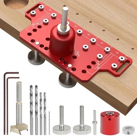 Shelf Pin Device and 35mm Hinge Device, 2-in-1 Shelf Pin Drilling Tool, Furniture Drilling Template with 5mm and 1/4-inch Drill Bits, Cabinet Hinge Device, Borehole Drilling Guide