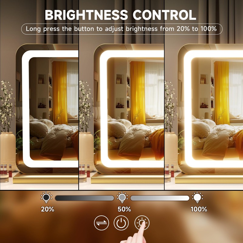 Hasipu Vanity Mirror with Lights, 31.5" x 20" LED Makeup