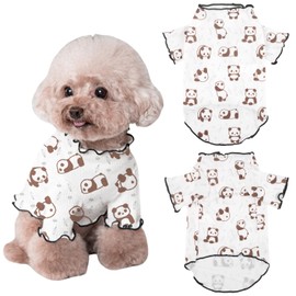 Yoolhamy Dog Clothes for Small Dogs Chihuahua T Shirt Summer Fall Panda Print Shirts Stretchable Outfits Jumpers for Poodles Schnauzer Shih Tzu Yorkie (Brown, S)